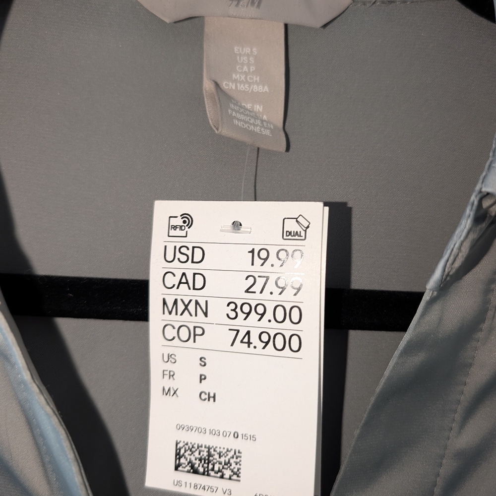 NWT H&M Silver Satin Button-Up Shirt - Picture 2 of 4